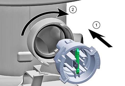 Loosen catch mechanism. 2. Rotate Aquasensor housing by 90 to the left. 3. Pull out forwards.