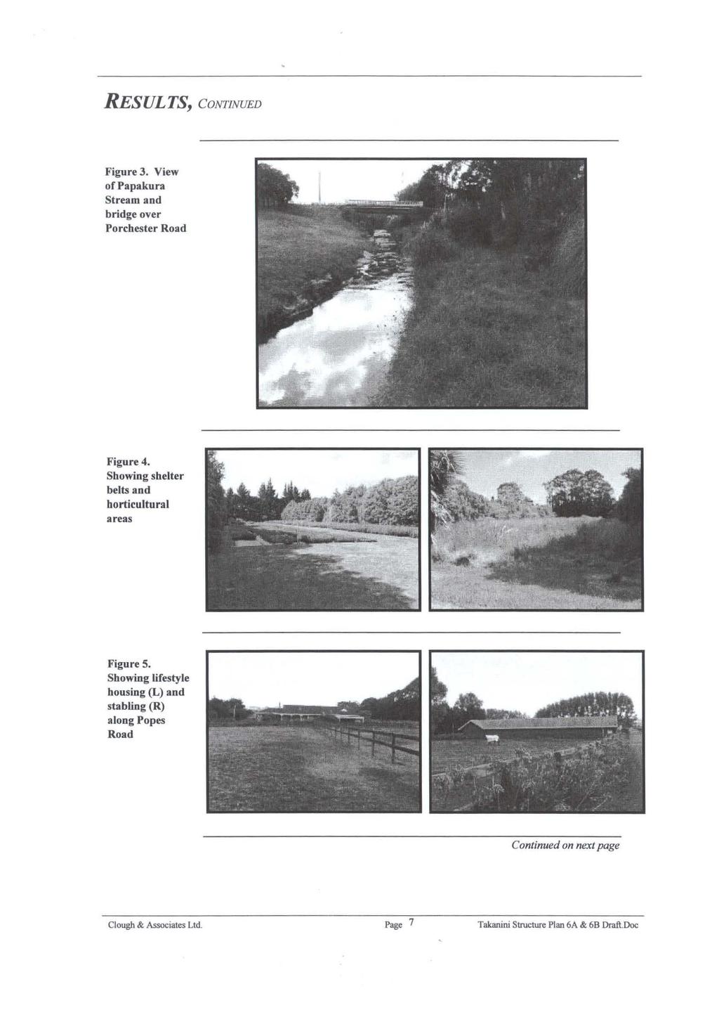 RESULTS, CONTJNUED Figure 3. View ofpapakura Stream and bridge over Porchester Road Figure 4. Showing shelter belts and horticultural areas Figure 5.