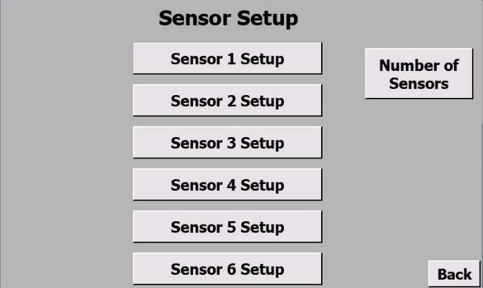 4.3 Sensor Setup The Passcode 2000 will be required to make changes in this section. 4.3.1 Individual Sensor Setup Select the sensor required to be setup.