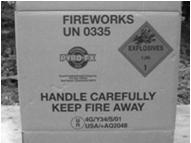 Display Fireworks Large fireworks devices with explosive materials intended for use in display.