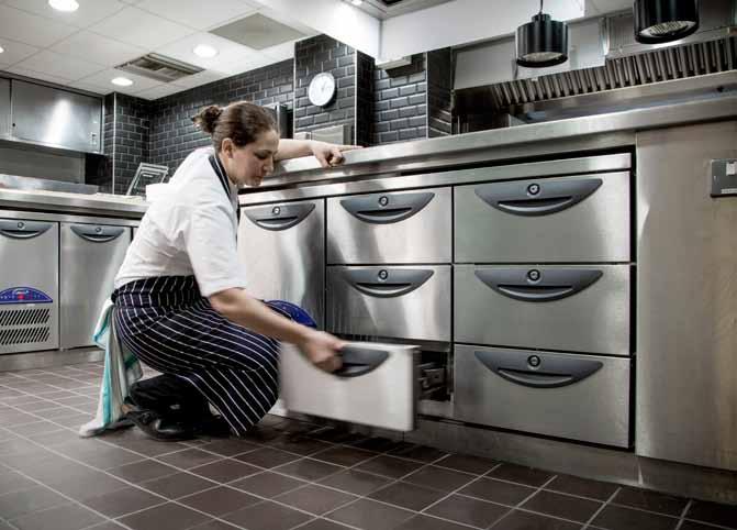 Counters Williams refrigerated counters are essential in any kitchen environment, combining valuable low level storage with effective preparation space.