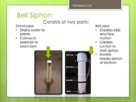 OVERVIEW OF THE SYSTEM An autosiphon is simply a siphon that can start and stop itself in response to changing water levels. The bell autosiphon consists of: 1. A vertical standpipe 2.