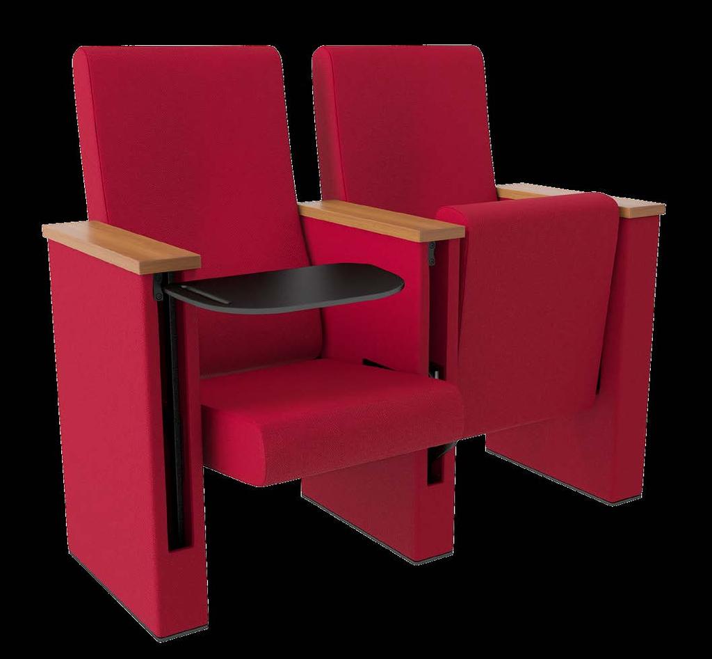This seat can be finished in all fabric upholstery or with wooden outer backs and seats, which
