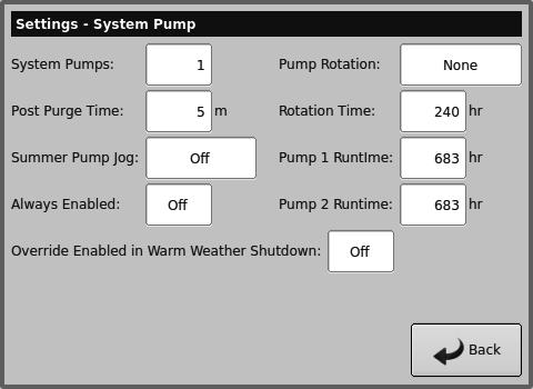 OPTIONAL FEATURES HeatNet Control V3 2.x Circulator Pump Options There are provisions for a system pump(s) and a local pump. This is to allow for primary/secondary loop configurations.