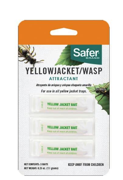Attracts and traps yellow jackets and wasps Highly attractive food based bait lures in yellow jackets Reusable and