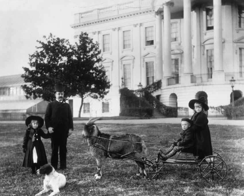 Photo by Robert Knudsen, Lyndon Baines Johnson Library Left: President Benjamin Harrison s grandchildren rode in a cart on the South Lawn