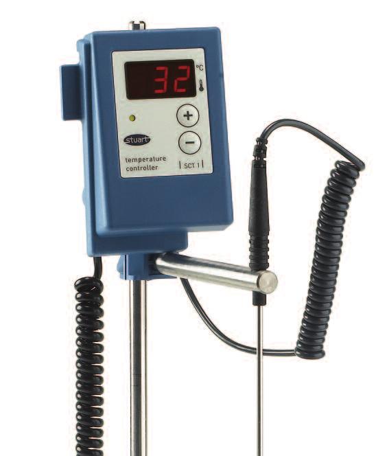 Designed for use with the Stuart metal top (SC162) or ceramic top (CC162) hotplate stirrers, the SCT1 can be used either as a precise controller of temperature up to a maximum of 200 C or as a