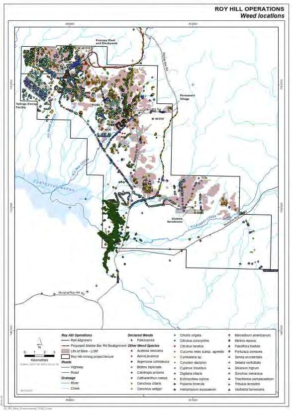 Figure 4: Weed mapping of Roy Hill Mine project area 1