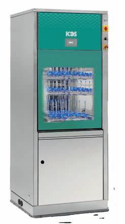 Up to 5 washing programs for laboratory glassware. Hinged door for access to storage of chemical tanks (up to two 10 lt/2.