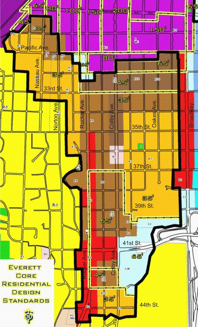 Zoning Figure 23. Maximum height limits in the core residential area, south of Pacific Avenue.