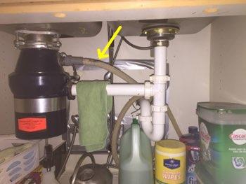 Lack of a proper air gap noted at dishwasher drain line. In the event of a sewer backup this device prevents sewer matter from entering into dishwasher.