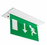 SYL Safe Slimline white steel housing Wall or flush ceiling mounted White painted metal housings Silk screened legend panels Supplied arrow down as standard LIGHT SOURCE NOT INCLUDED (SELECTED