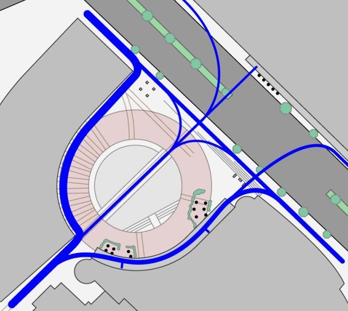 conditions defined in blue (right) While traffic through the site remains somewhat constant during rainy weather, it was observed that people modified their behaviour within the open space