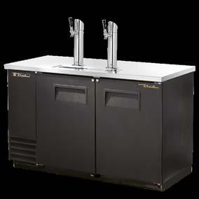 36 3/4 W, 26 5/8 D, 33 3/8 H True s direct draw beer dispensers are designed with enduring quality and value. Oversized, factory balanced, refrigeration system holds 33 F to 38 F (.5 C to 3.3 C).