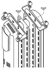 2. On the OIL5 models, note the correct position of the anti-topple castors. The wings on the brackets must be pointing outwards, away from the radiator. Refer to fig.3. 3.