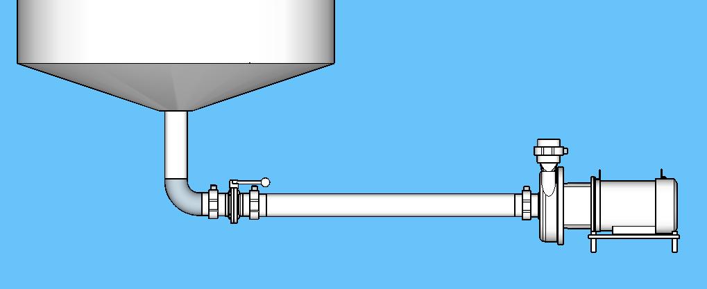 8 X Diameter Suction reduction: The suction pipe should never be smaller than the suction nozzle of the pump and in most cases should be at least