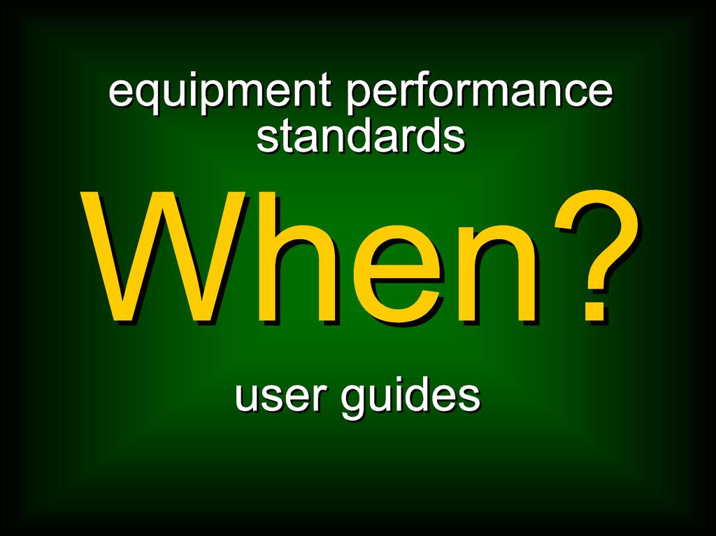 equipment performance