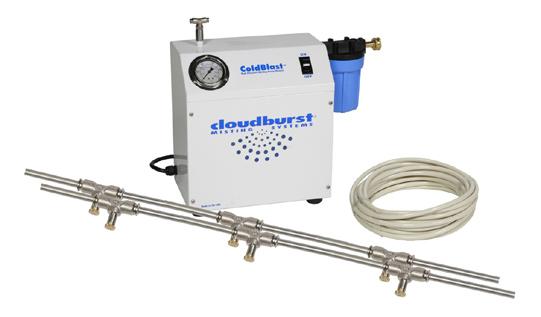 CB500 High pressure pump (model CB400) with 8-nozzle stainless steel mist ring and 10ʹ of high pressure feed line.