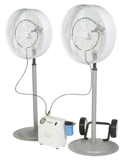 SIDE LINE & DUGOUT SYSTEMS CB2000 36ʺ Fan with Tank Oscillating fan w/ 50 Gallon Tank on Cart w/ 1/2 GPM 1000PSI pump module and integral filtration.