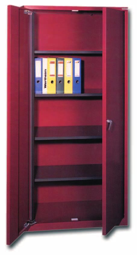 DOUBLE DOOR CABINETS Standard Lock: Colour: 1 cylinder lock with 2 keys, same or different locking outside RAL 7035 light grey or RAL 7030 stone grey, interior equipment RAL 7022 umber grey KN