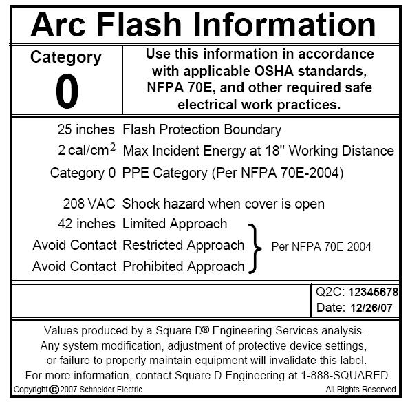 Arc Flash Labels Required by NFPA 70E since