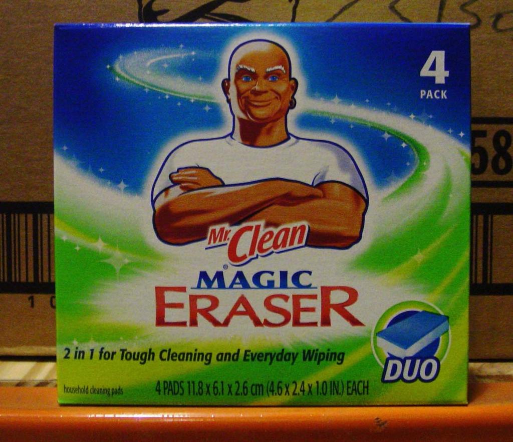 CS1505 = Part Number Cleaning Pads = Common Name Mr. Clean Magic Eraser (Duo) = MSDS Name Used for: Can be used on painted walls, doors, plastic, and dry erase boards. May dull paint.