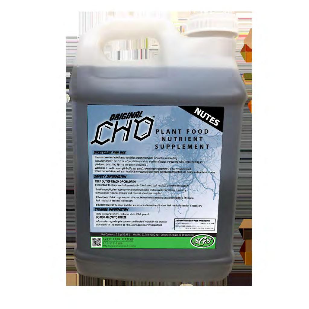 PLANT FOOD NUTRIENT SUPPLEMENT When sugars are not enough When using a light soil mix and Original CHO complete plant nutrition system the soil grow medium does not require any additional nutrient