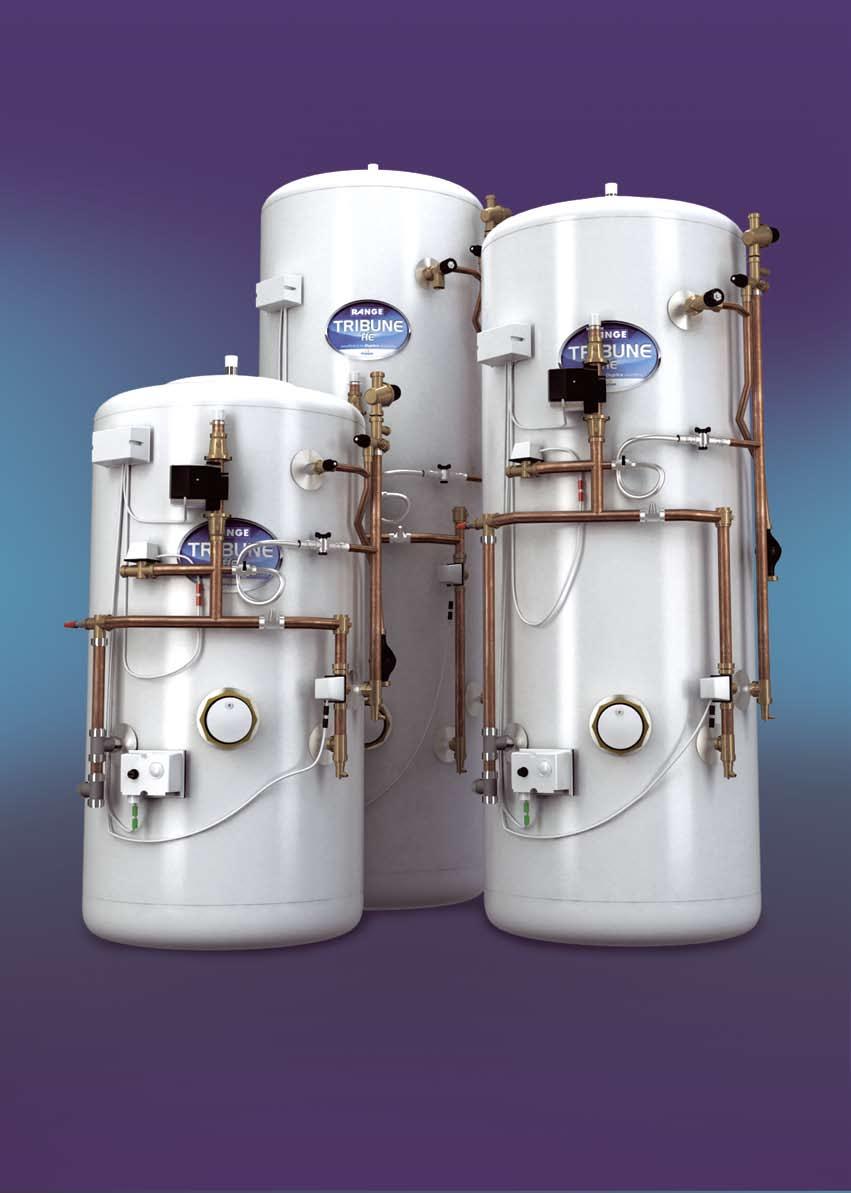 Range Tribune HE Pre-plumbed Unvented Indirect Cylinders Tribune HE is available in a highly popular plug-in, pre-plumbed format - designed to significantly reduce the installation time.