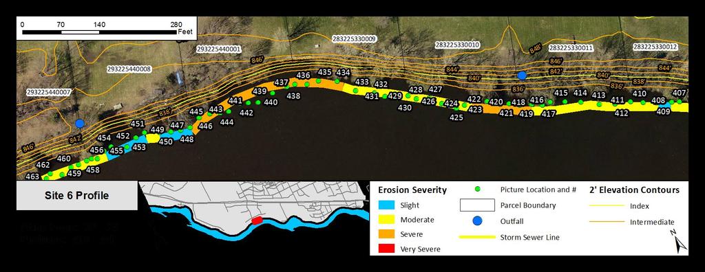 14 Additional Information: Two sections of severe erosion span a total of four privately owned