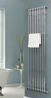 18 A vertical aspect tubular design rail, can be fitted in any room to conserve horizontal wall space or create a feature.