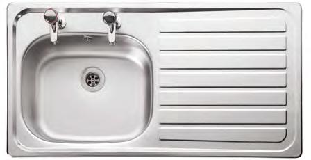 45 Stainless steel right hand sink with two tap holes and 1.0 bowl - 950x508mm G62511 59.