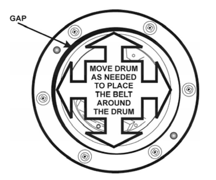 5.11 Drum Drive Belt 1. Remove the lid. See Section 5.1. 2. Open the front panel; see Section 5.2 or 5.3. 3. Remove the rear panel of the drum. See Section 5.7. 4.