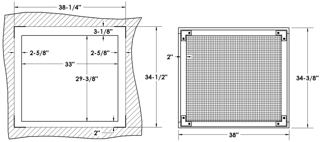 MQZCV39DD Designer Door Facing Material Dimension Requirements If protruding facing materials (i.e., concrete board, brick or tile) are to be used: A Tile Lip Kit is available: ZCV-TLK.