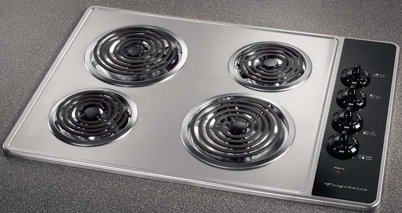 Coil Tops FECC4A S/Q/B/C " Spill Saver Porcelain / Chrome Cooktop - 8" Multi-Wrap Coil Elements - 6" Multi-Wrap Coil