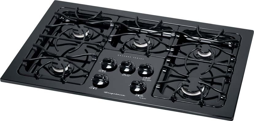 Gallery Series Sealed Burners Gas & Electric Cooktops GLGC36S9E S/Q/B Porcelain Deep Sump Cooktop - 4,000 BTU Sealed Power Burner -,000 BTU Sealed Burner - 9,500 BTU Sealed