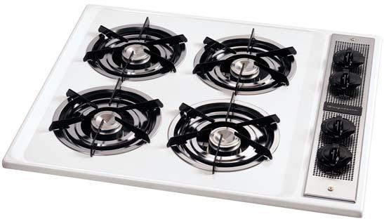 Front-Mounted Removable Knobs Available in White and Bisque FGCC3A W/U " Porcelain Spill-Control Cooktop 4-9,000 BTU Conventional