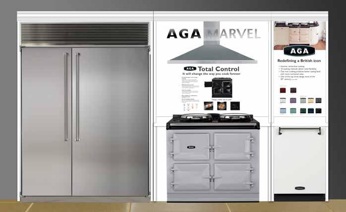Display Cabinets AGA Total Control Kitchen Suite Display Cabinets* AGA Total Control Kitchen Suite Display Cabinets Shown with 3-Oven Total Control and 60 Refrigerator and Dishwasher.