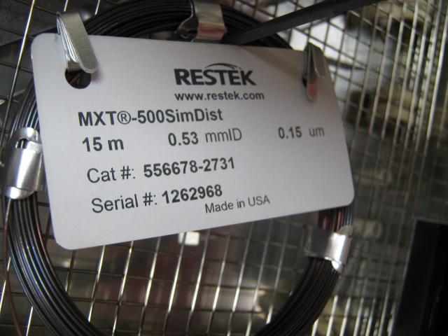 SRI has supplied a Restek MXT500 column,.53mm id.