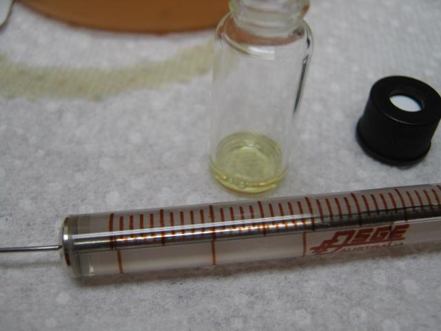 Use a 100ul syringe to transfer 100ul of known clean ( no