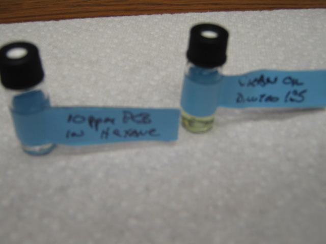 Make another 1:5 oil dilution in a separate bottle, but do not add the PCBs. This will be the clean oil.