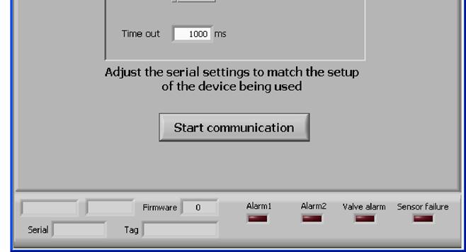 When the software is supplied with a special cable and the settings of the Compod haven t changed (factory defaults) then the above settings are correct. Press the Start communication button.
