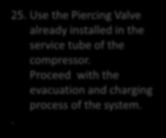 Use the Piercing Valve already installed in the service