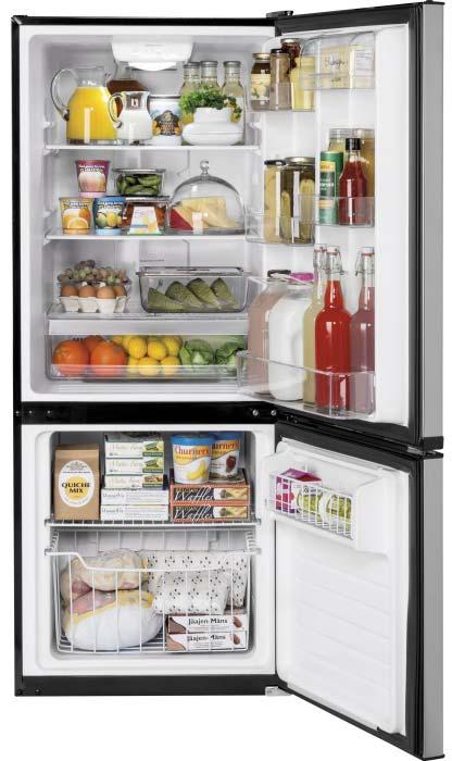 easy-to-reach position Glass fresh food shelves Full-width clear crisper with humidity control Clear fresh food door bins FEATURES CAPACITY Configuration Full Door Total Capacity (cubic feet) 10.
