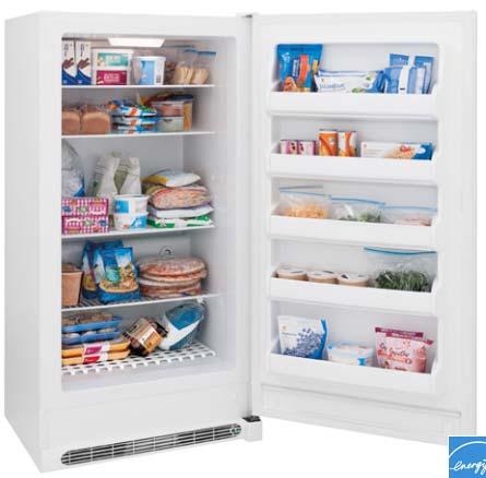 FFFH17F2QW Frigidaire 17.4 Cu. Ft. Upright Freezer - Automatic ArcticLock Thicker Walls Keeps food frozen for over 2 days if there is a power outage.