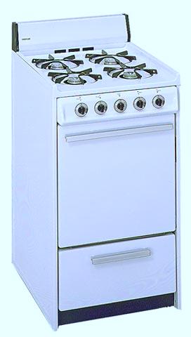RGA524EW/PW 20" compact gas ranges with standard oven RGA520EW Standard oven Electronic pilotless ignition Porcelain-enameled oven door Recessed, lift-up cooktop Round burner grates