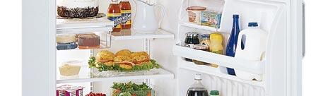 Top-freezer refrigerators Gallon door storage Door shelves hold gallon containers and six-packs in the fresh food compartment; in the freezer, they store larger frozen food containers.