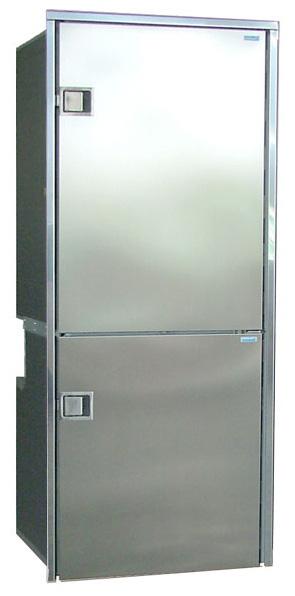 The top refrigerator section has an innovative cooling evaporator protected by an aluminum shield with built-in air circulation fan that pulls cold air across the evaporator and circulates