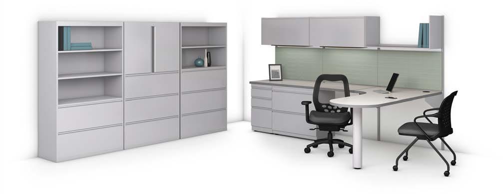How do you work? L-Shaped Desk with Bookcase Ample knee room, plenty of worksurface and convenient file pedestal storage in easy reach make a comfortable, efficient office.