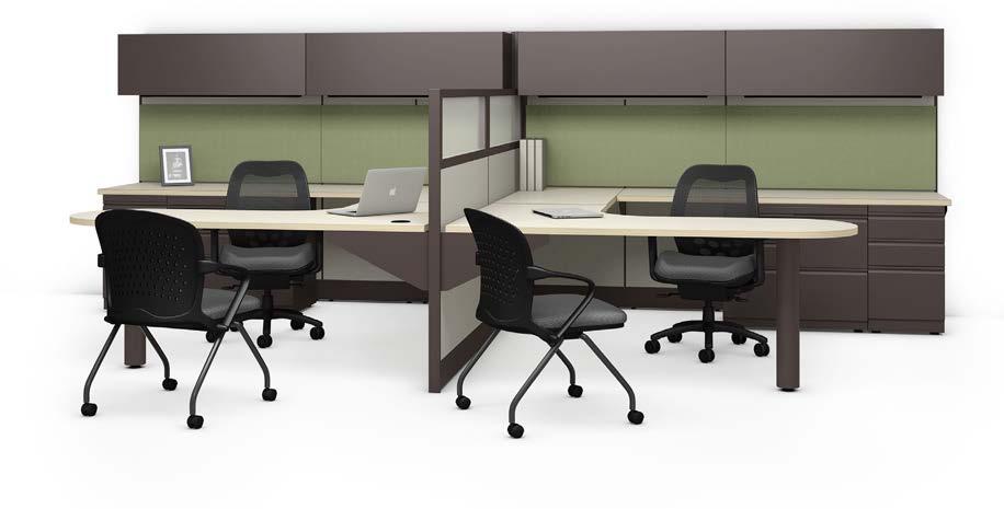 Are you an out-of-the-box thinker? Two-Person Semiprivate Two-person workstation provides privacy and storage, yet remains approachable with conference returns.