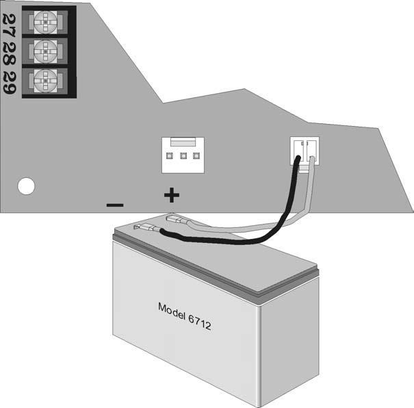 Connect the 12 VDC battery (Model 6712) as shown in Figure 3-7.